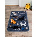 Pet Rebellion Stop Muddy Paws Multipurpose Cat Rug in Blue & Grey, 80 x 50cm