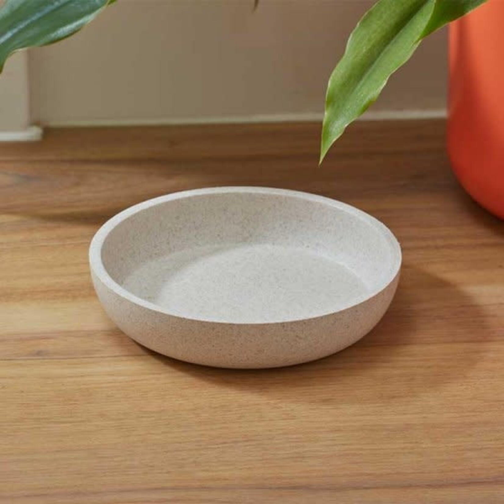 Zöon FloorGrip Eco-Friendly Bamboo Shallow Cat Bowl, Stone