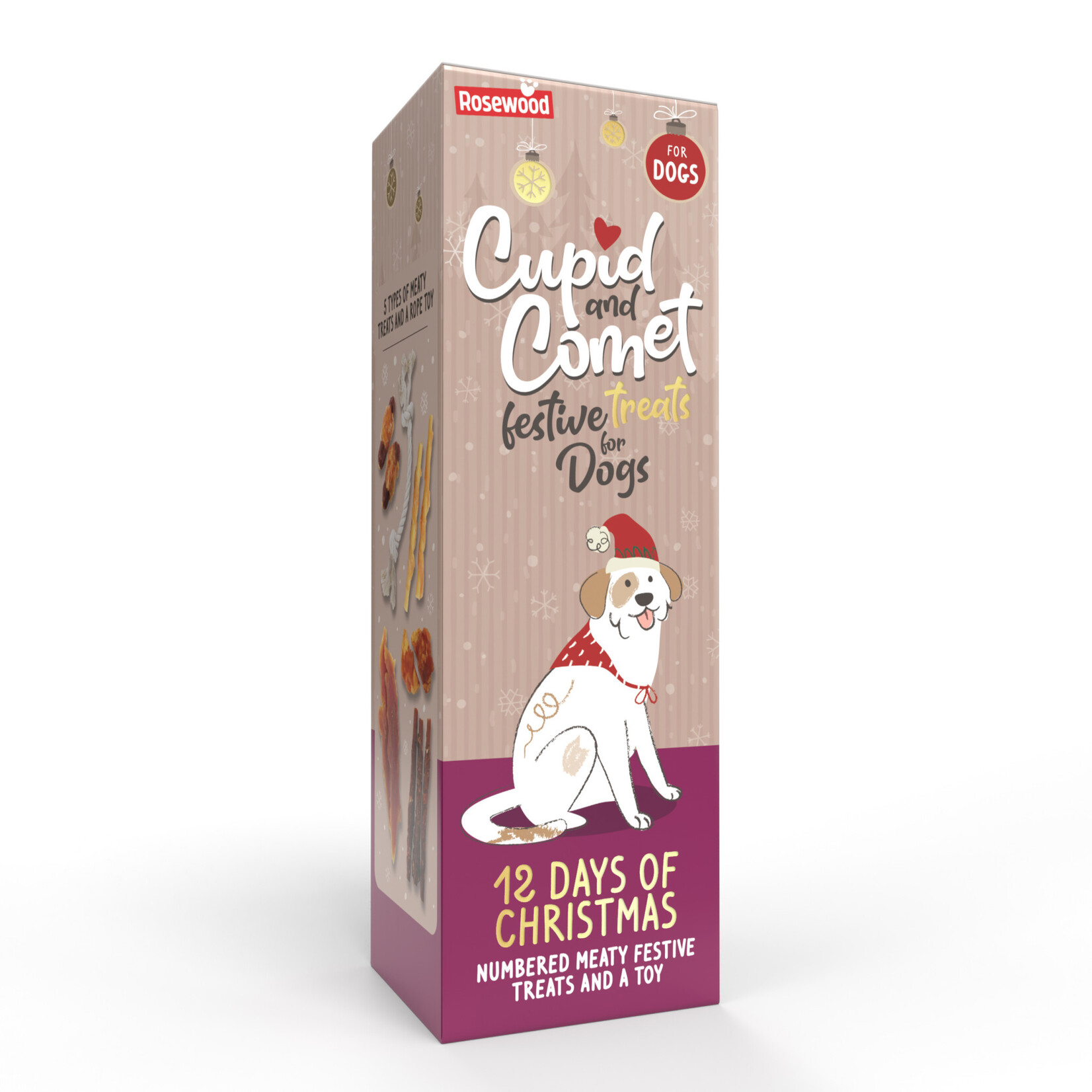 Rosewood Cupid & Comet 12 Days of Christmas Festive Meaty Treats & Dog Toy
