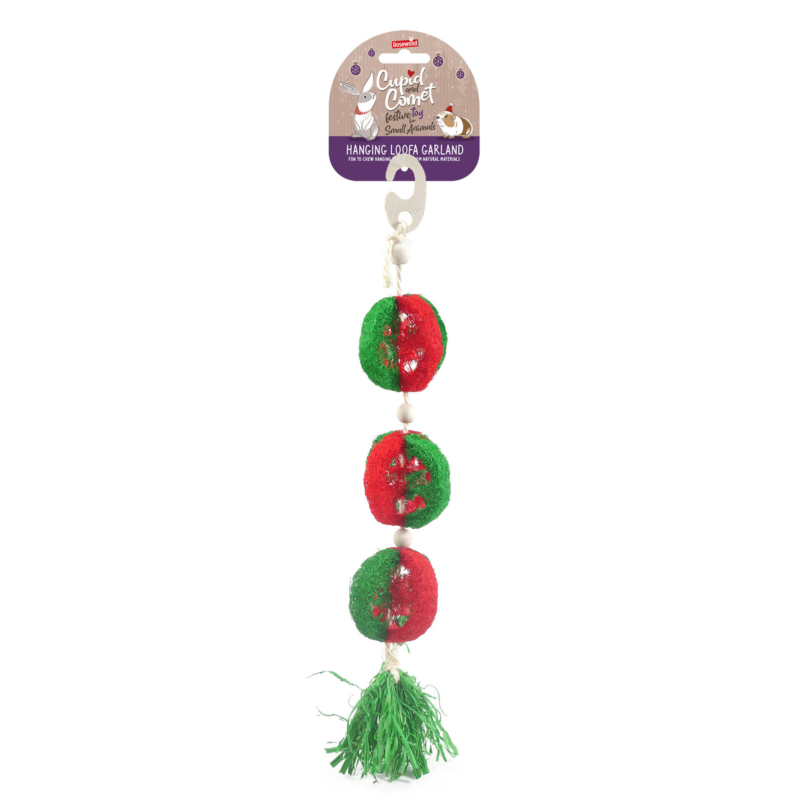 Rosewood Cupid & Comet Hanging Loofa Garland Festive Small Animal Toy