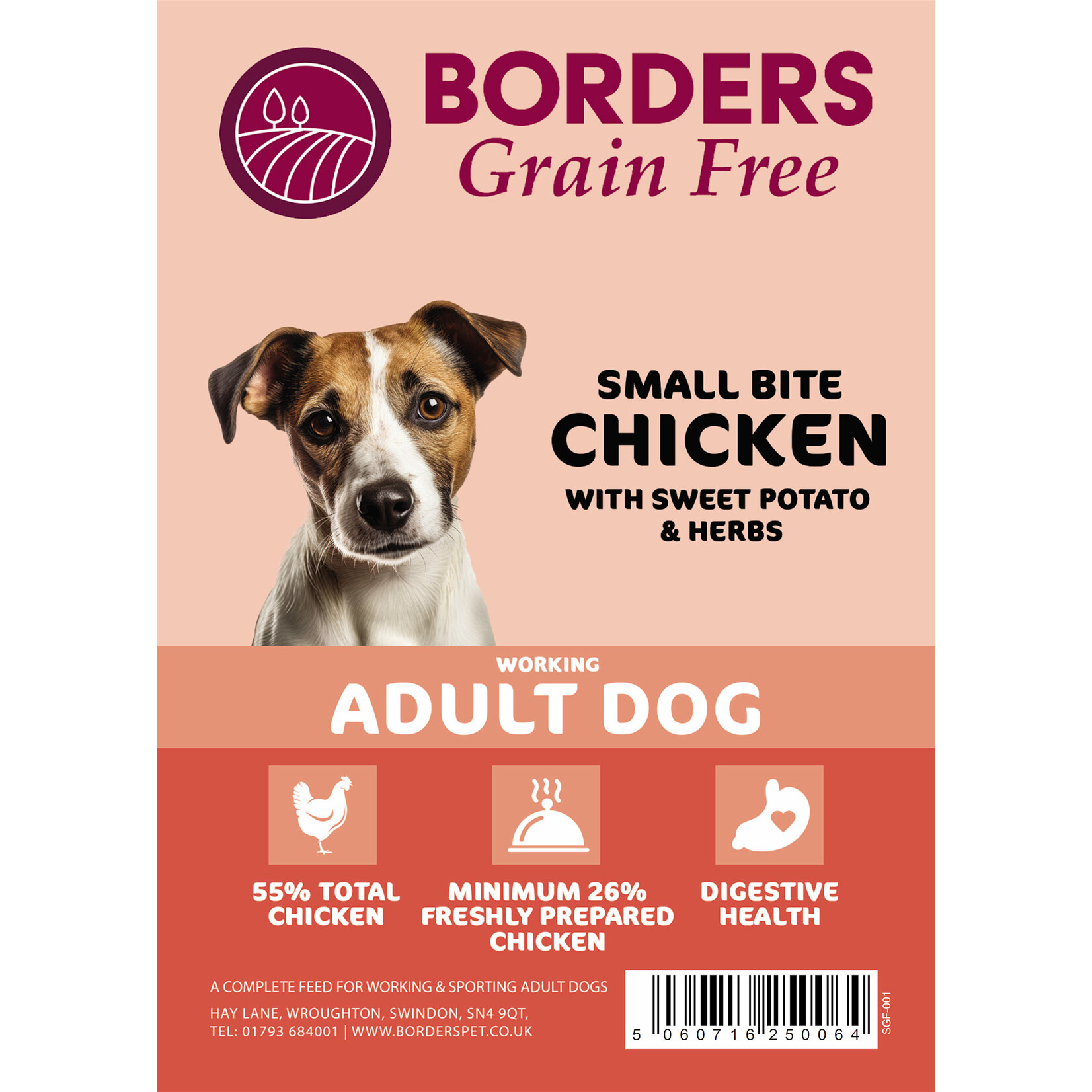 Borders Grain Free Small Breed Adult Dog Dry Food with Chicken, Sweet Potato & Herb