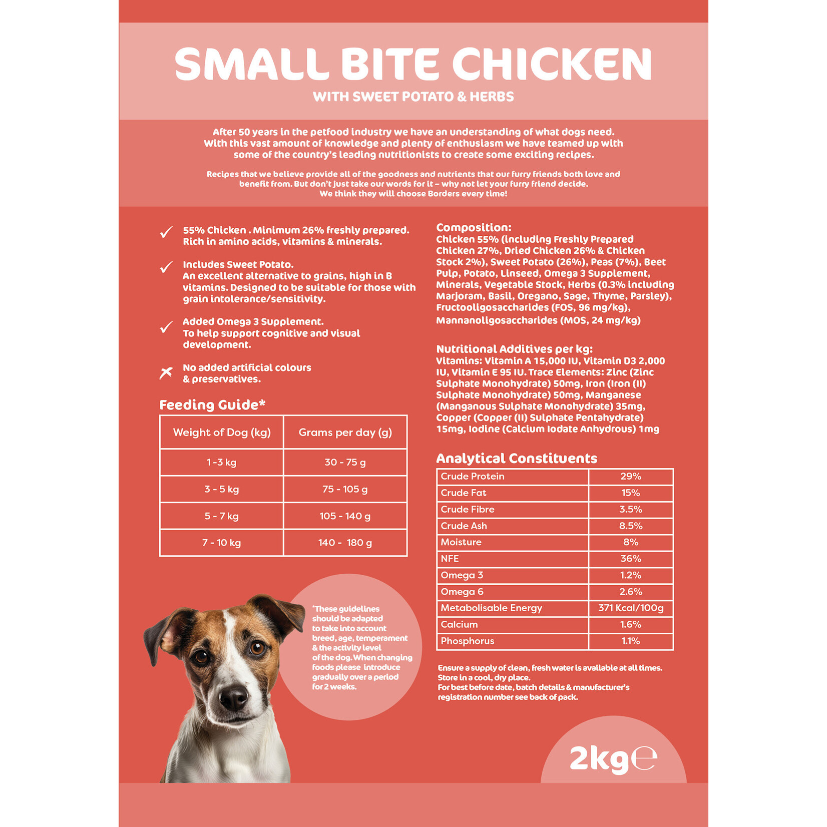 Borders Grain Free Small Breed Adult Dog Dry Food with Chicken, Sweet Potato & Herb