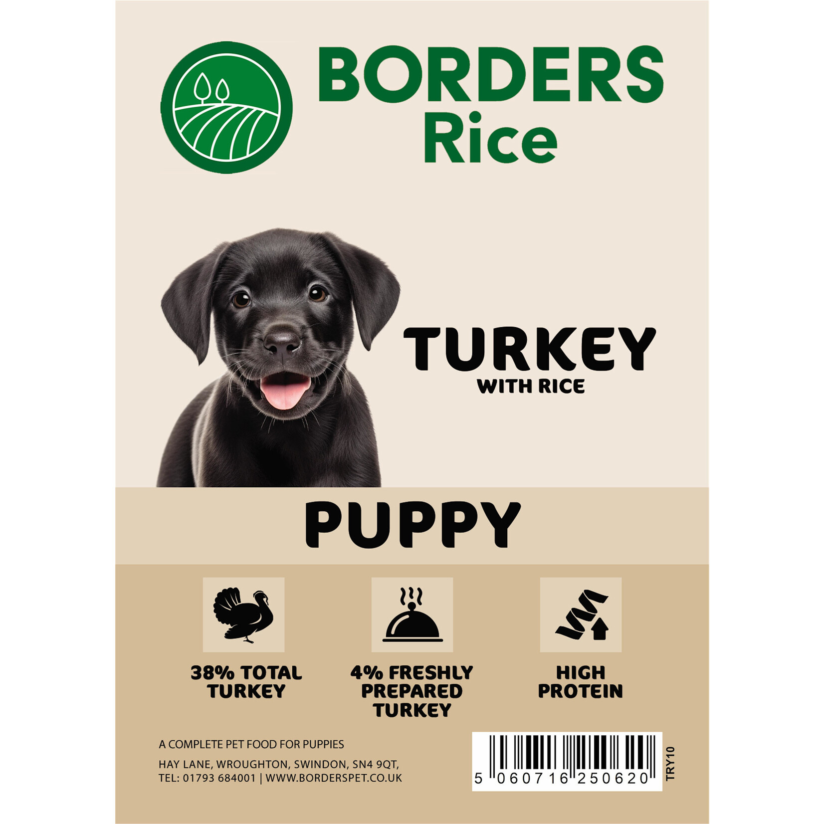 Borders Rice Puppy Junior Dry Food with Turkey & Rice