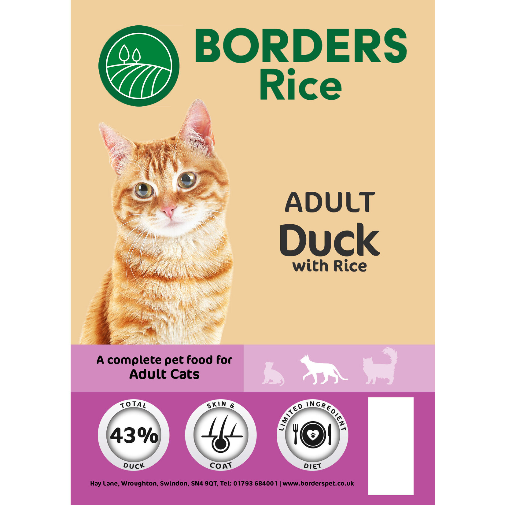 Borders Rice Adult Cat Dry Food with Duck & Rice