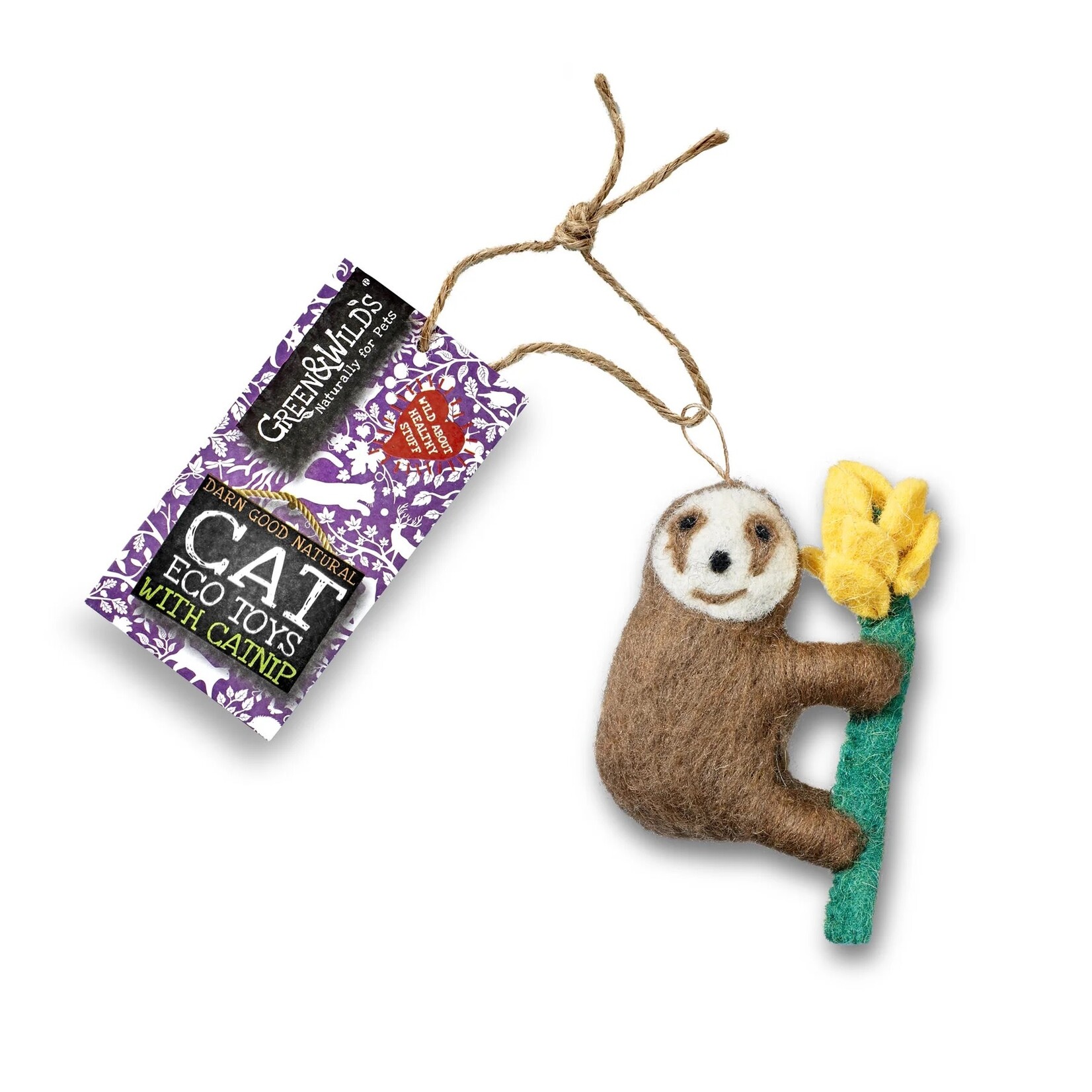 Green and Wild's Sally Sloth Cat Toy with Catnip