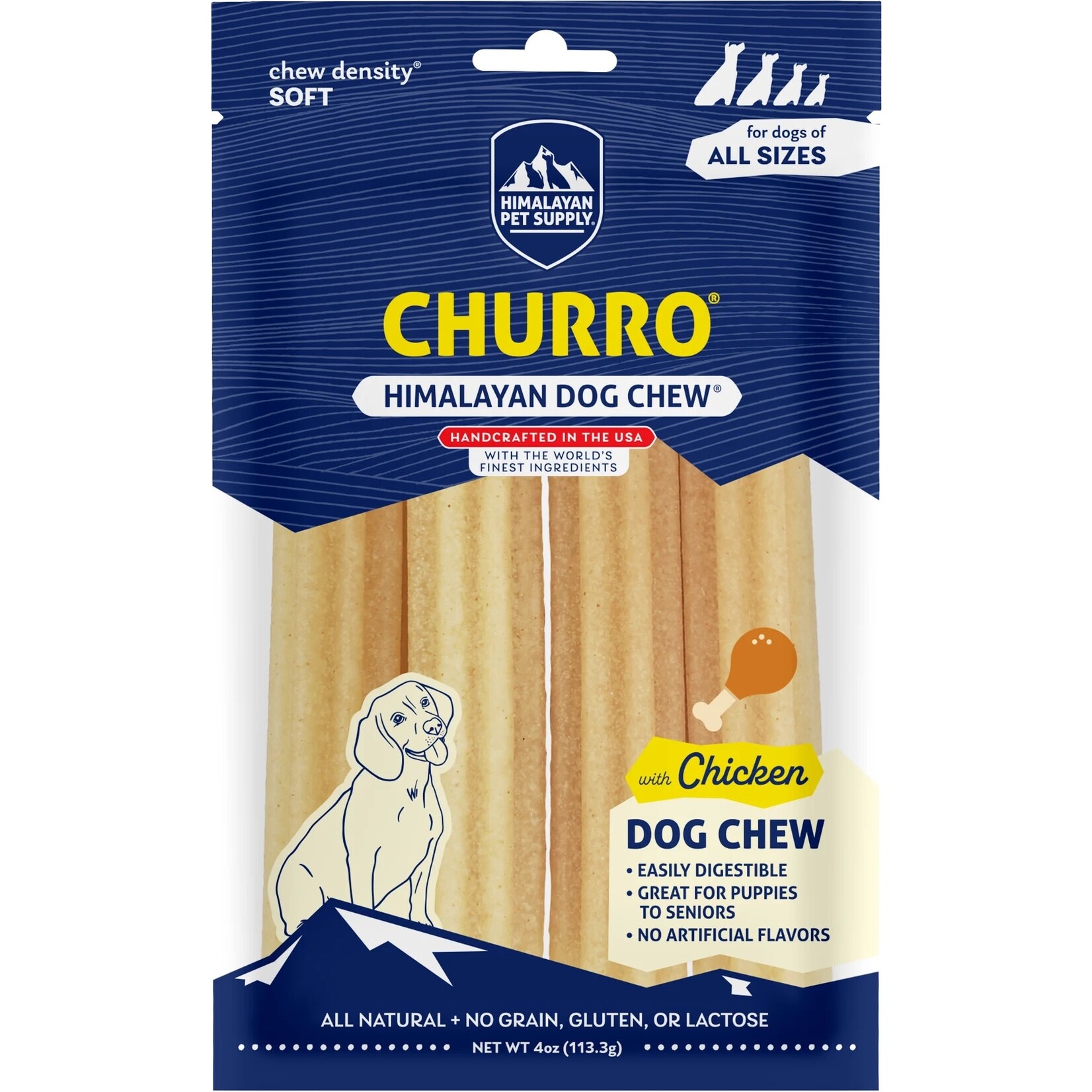 Himalayan Pet Supply Himalayan Dog Chew Churro, Chicken 4 pack