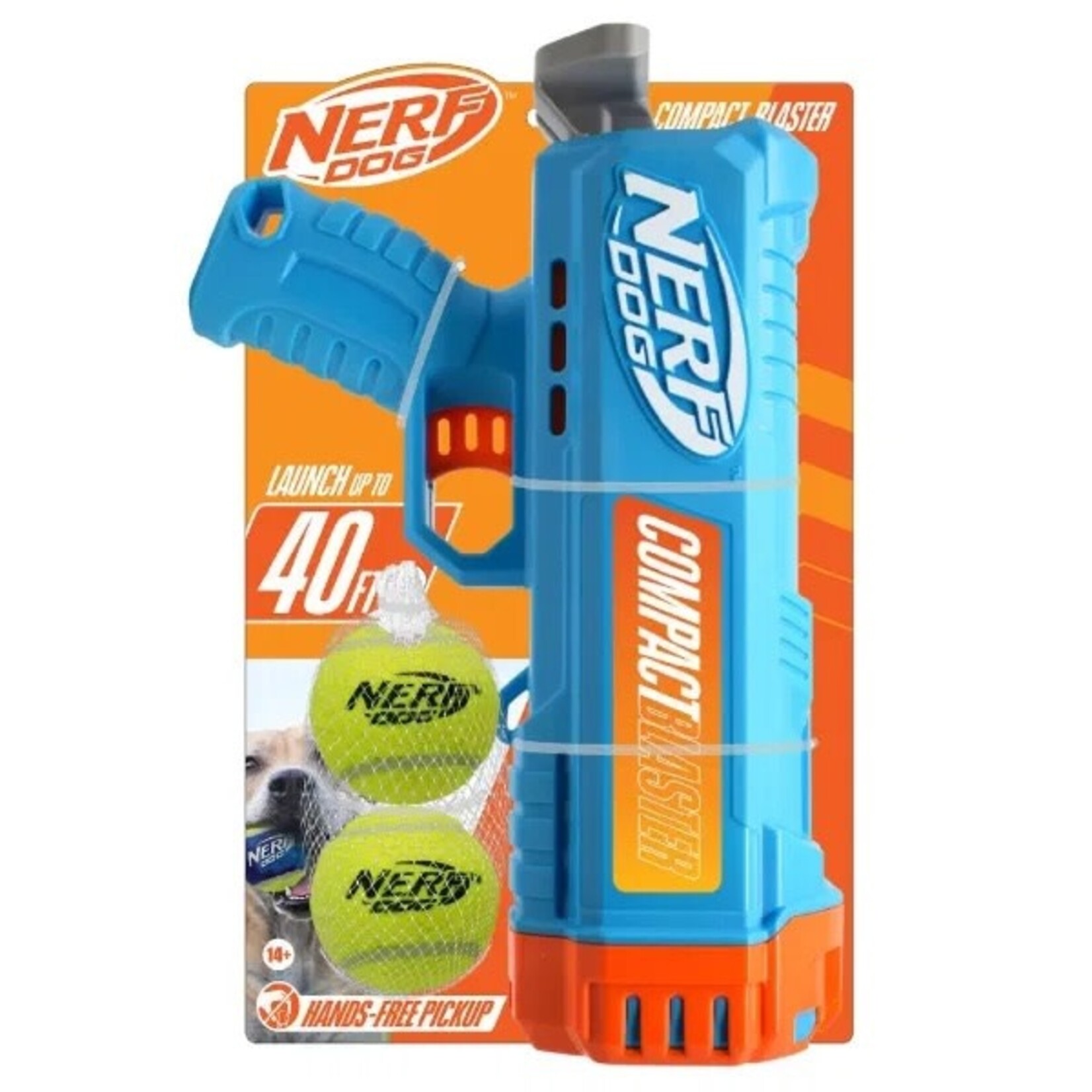 Nerf Compact Blaster & 2 Non-Squeak Tennis Balls Dog Toy