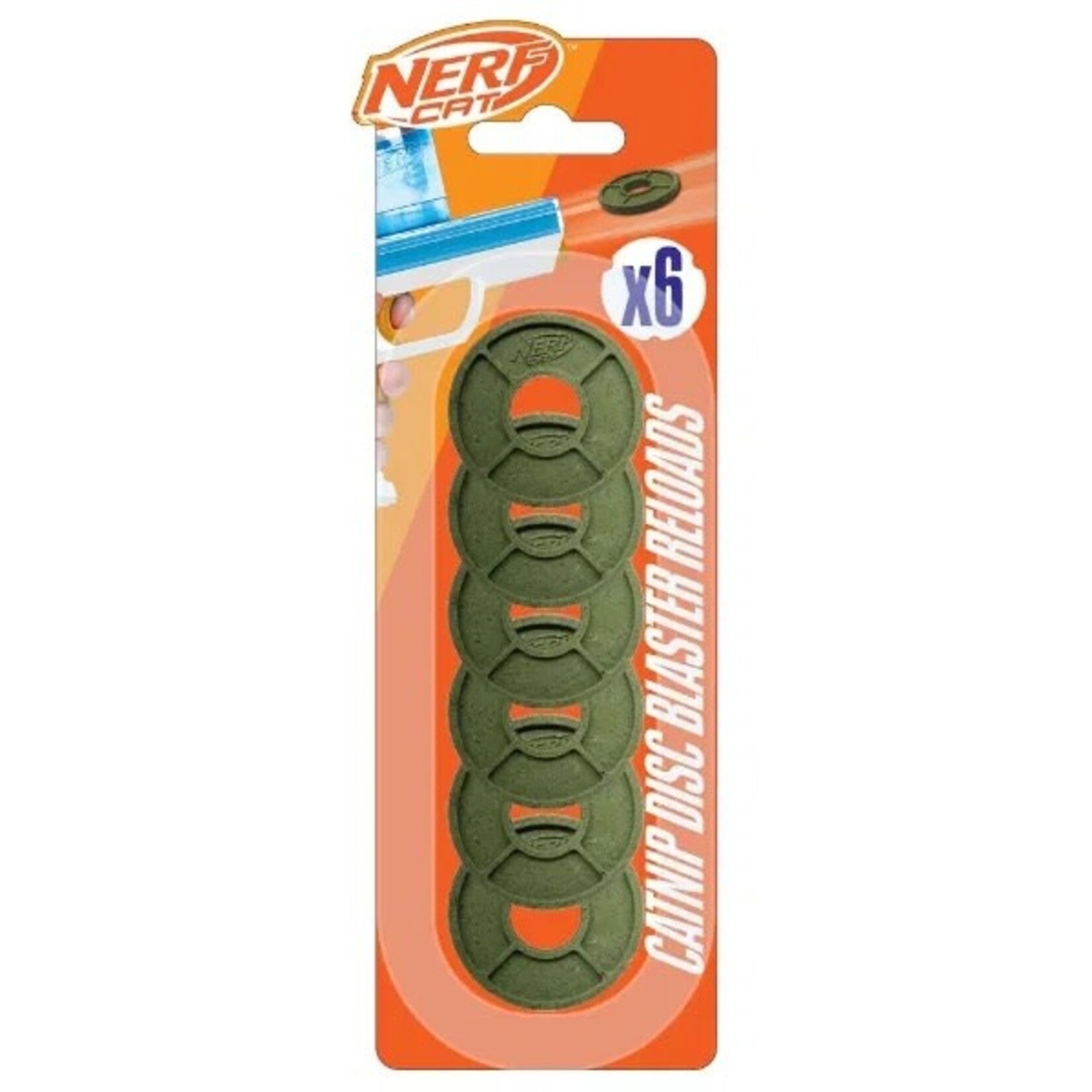 Nerf Foam TPR/Catnip Disc Blaster Reloads, 38.4mm 6 pack