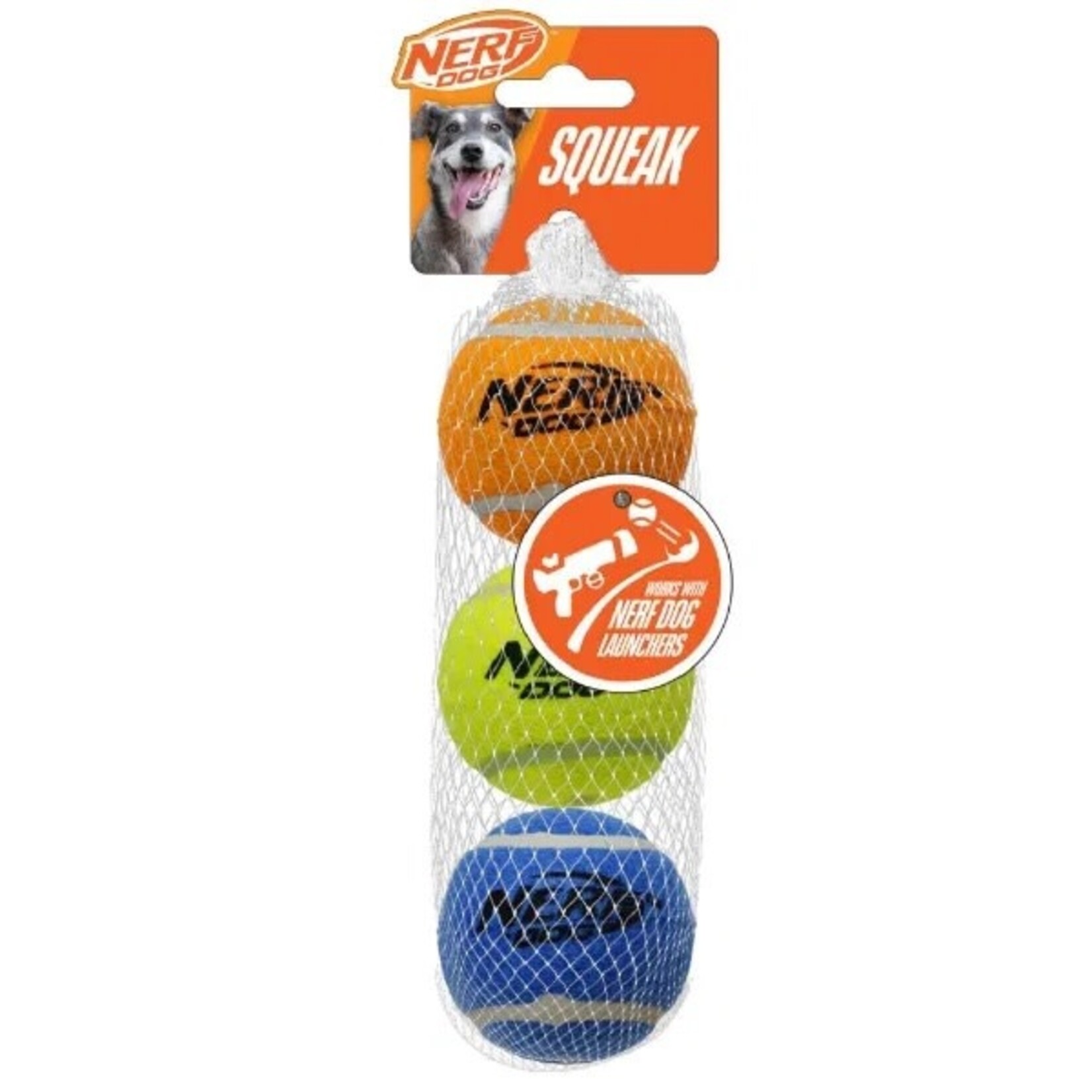 Nerf Squeak Tennis Ball Dog Toys, 6cm 3 pack