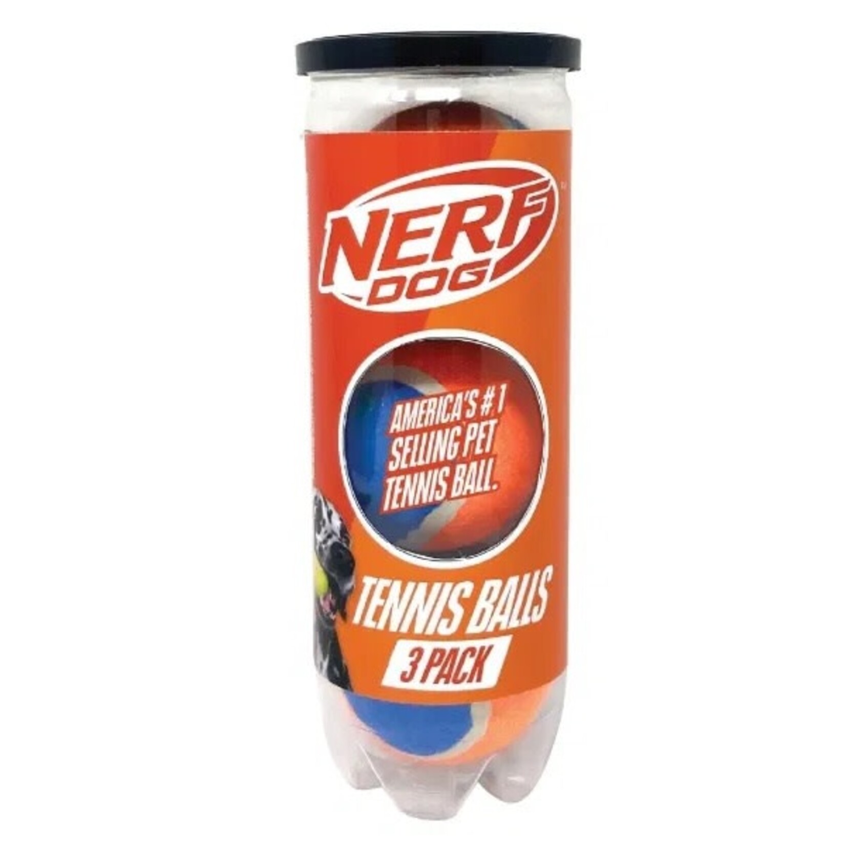 Nerf Standard Non-Squeak Tennis Ball in Pressurized Can, 6cm 3 pack