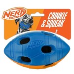 Nerf TPR Bash Squeak & Crunch Football Dog Toy, 15cm