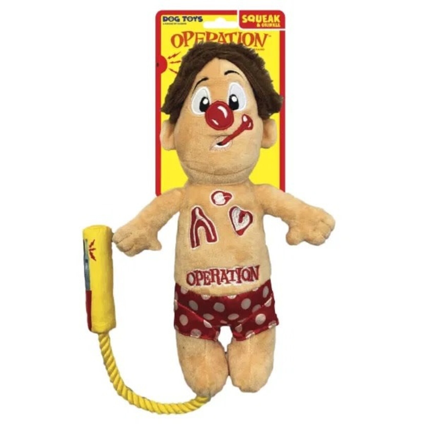 Hasbro Operation Cavity Sam Squeak & Crunch with Rope Dog Toy, 30cm