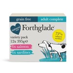 Forthglade Complete Grain Free Salmon & Sardine Adult Wet Dog Food, Variety Pack 12 x 395g