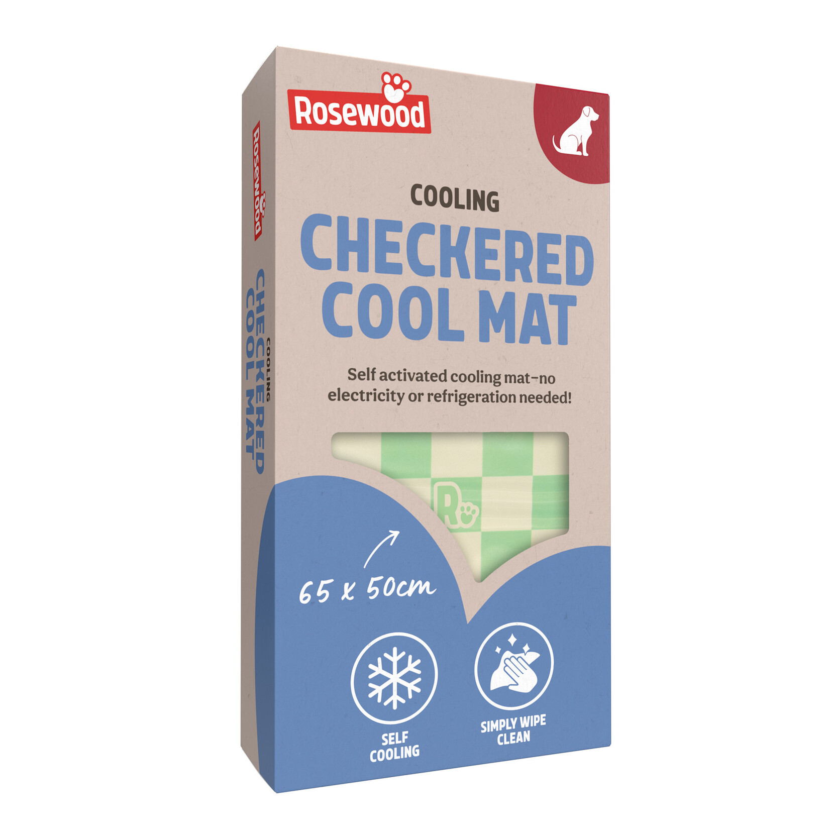 Rosewood Green Checkered Dog Cool Mat, Medium 65 x 50cm