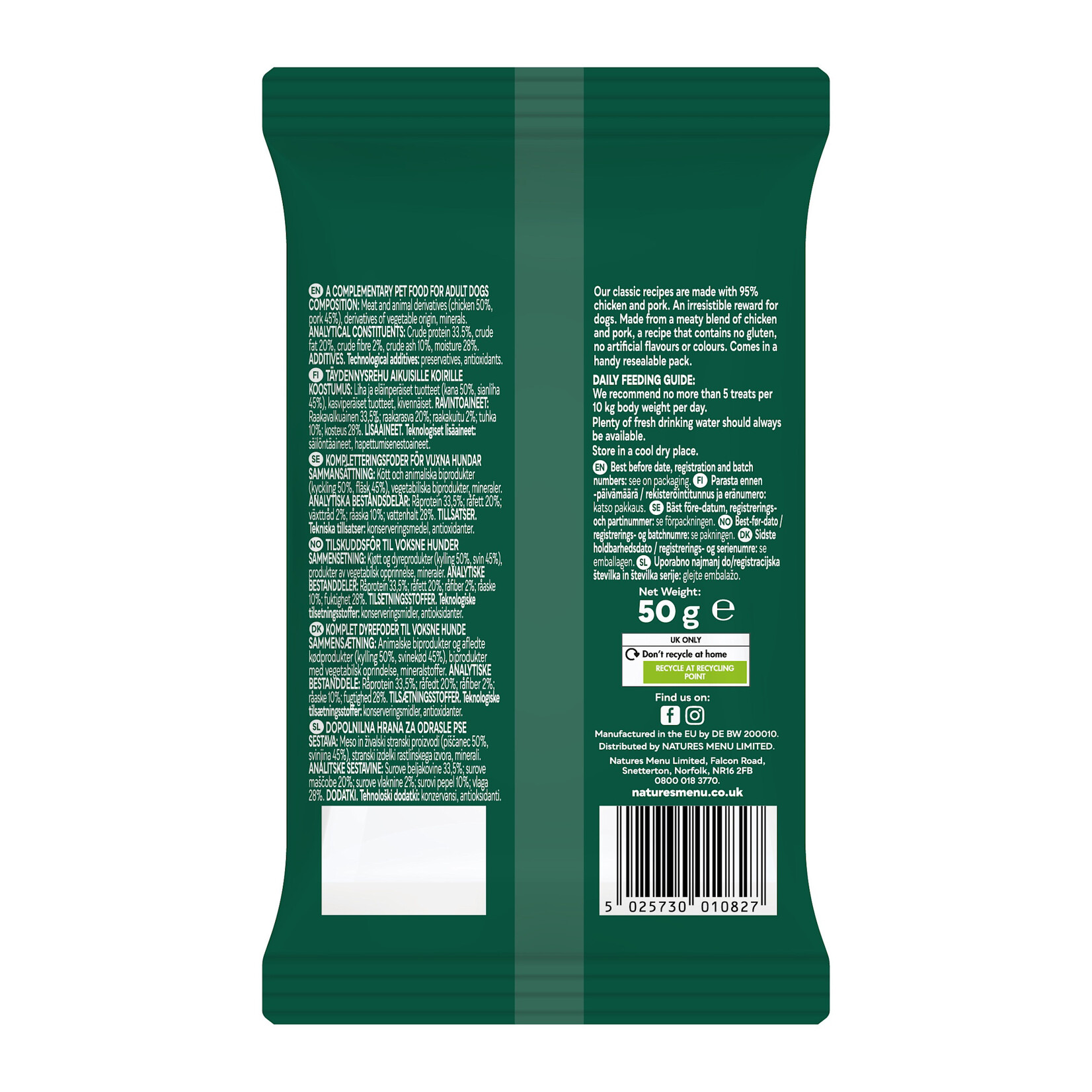 Natures Menu Adult Dog Meaty Treats Chicken & Pork, 50g