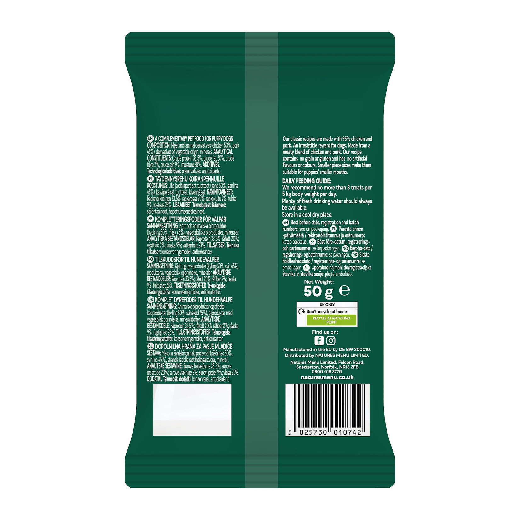 Natures Menu Puppy Meaty Treats Chicken & Pork, 50g