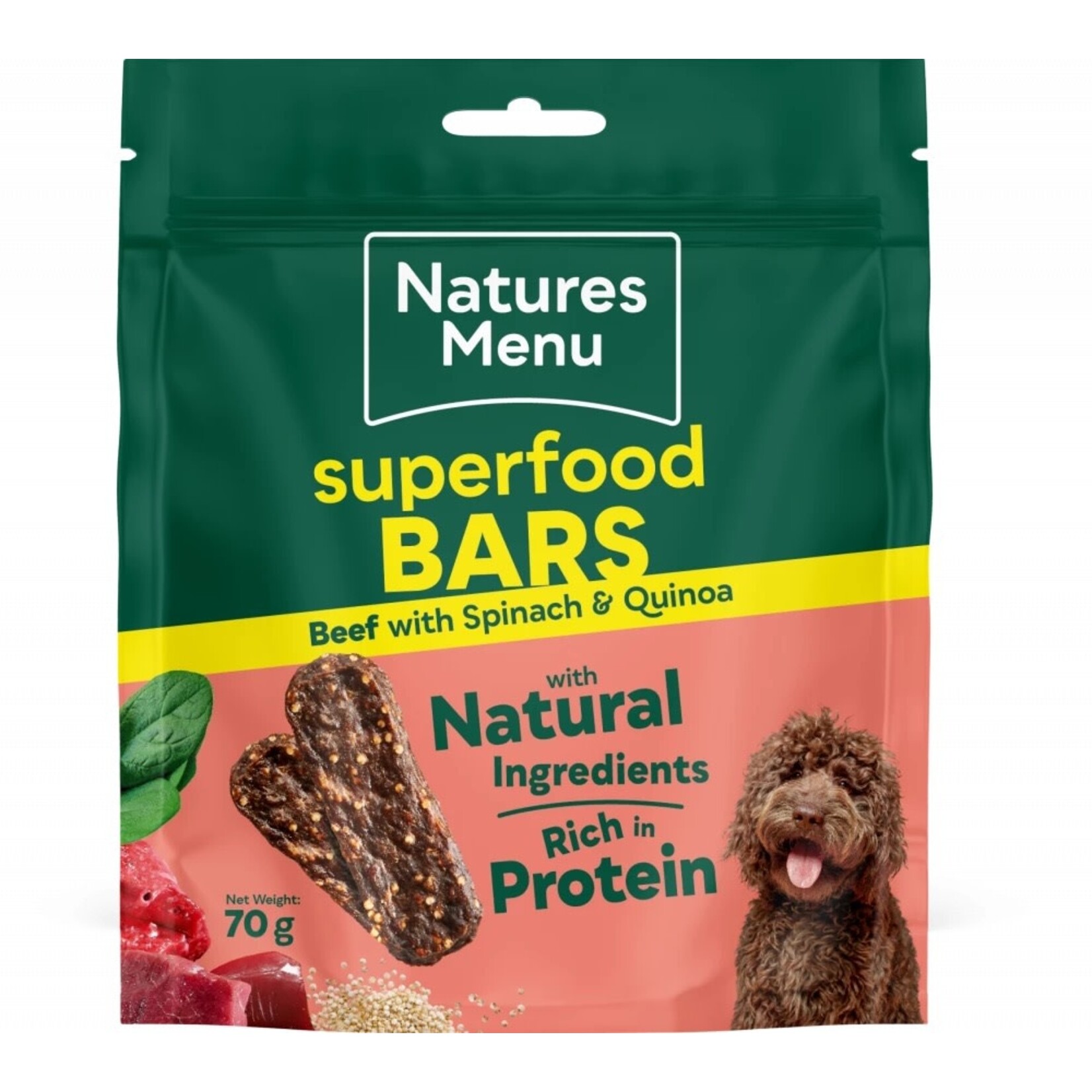 Natures Menu Superfood Bars Dog Treats Beef with Spinach & Quinoa, 70g