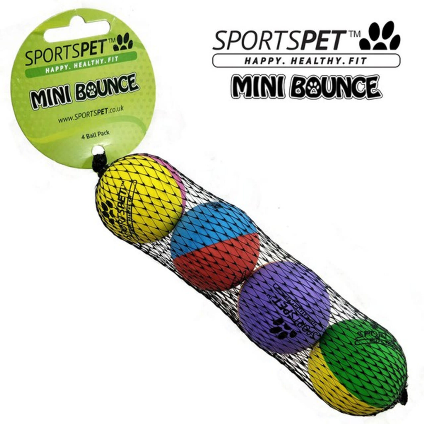 Sportspet Mini High Bounce Rubber Ball Dog Toy 45mm, 4 pack