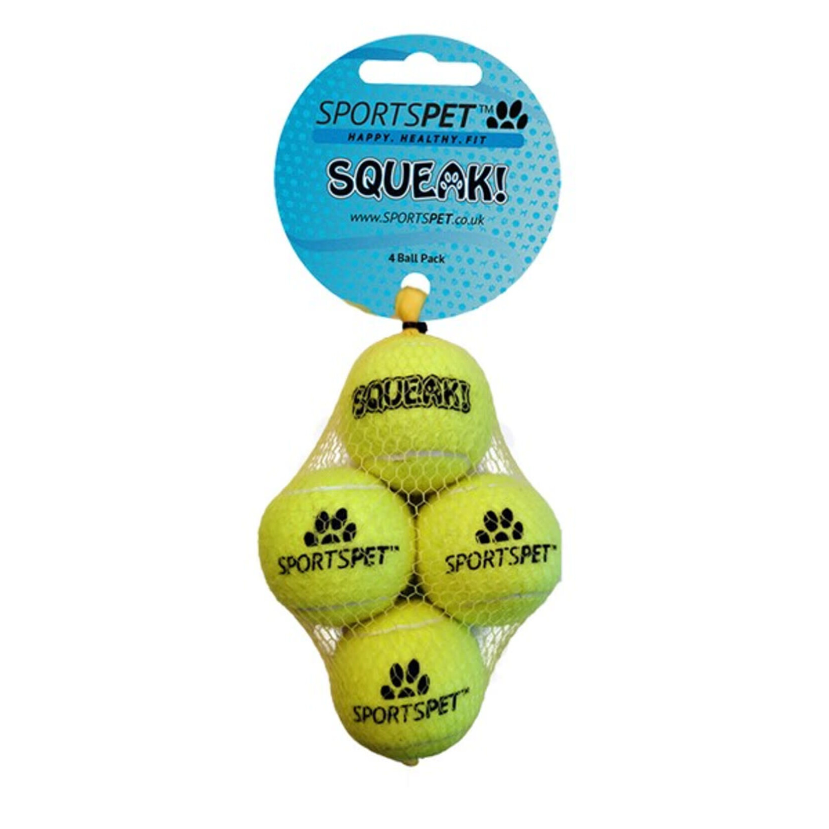 Sportspet Mini Squeak Tennis Ball Dog Toy, 4 pack