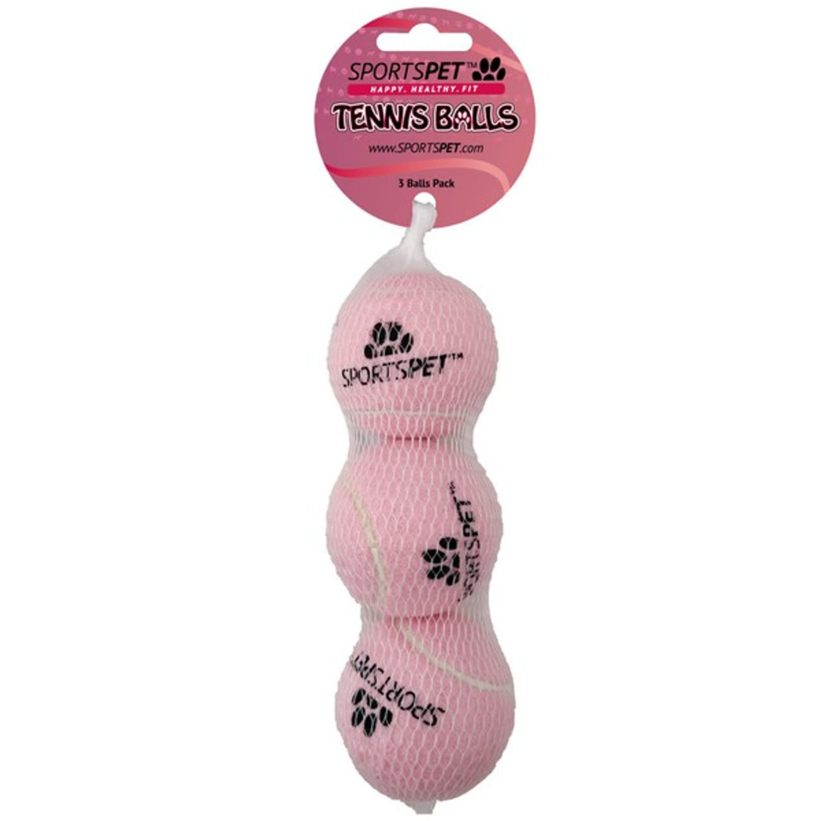 Sportspet Pink Tennis Ball Dog Toy, 3 pack