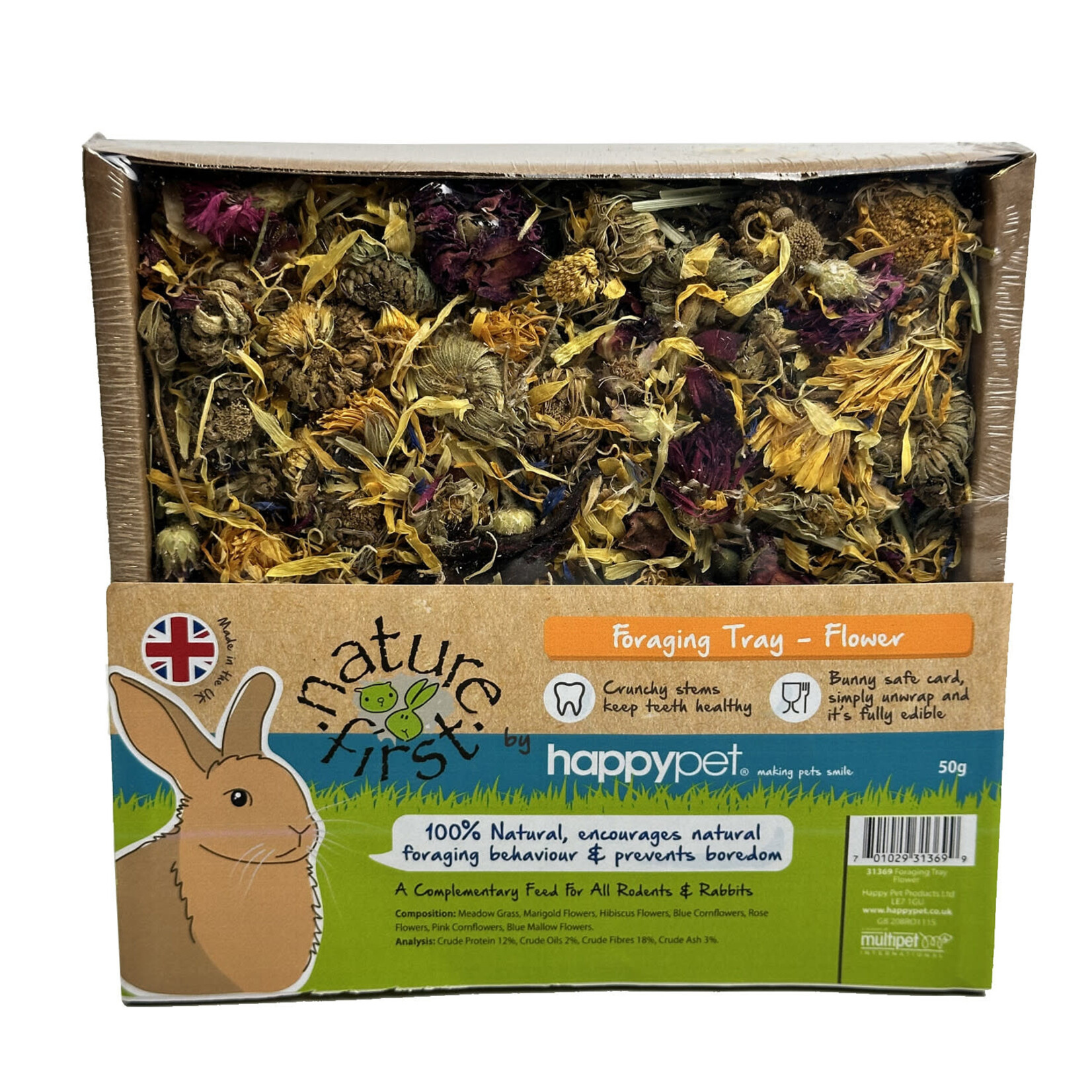 Happy Pet Nature First Foraging Tray Flower Small Animal Treat, 50g