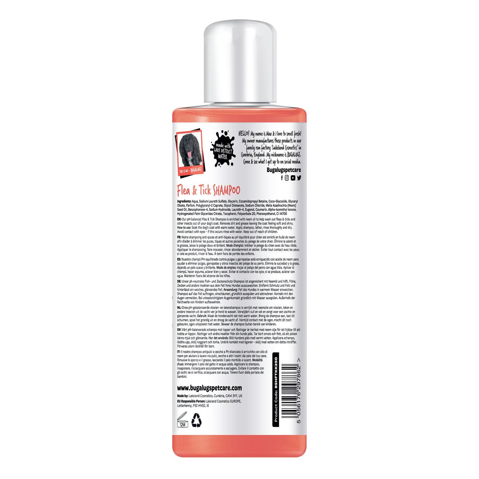Bugalugs Flea and Tick Dog Shampoo with Neem Oil, 250ml