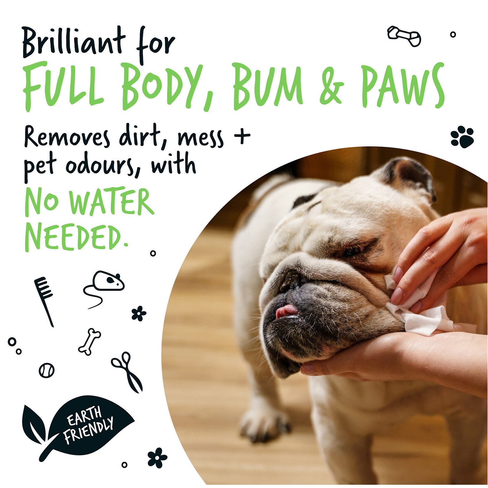 Bugalugs Fragrance Free Pet Wipes for Full Body, Bum & Paws, 110 wipes