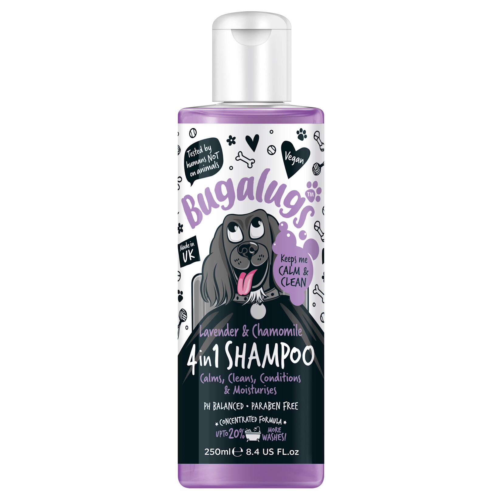 Bugalugs Lavender & Chamomile 4 in 1 Calming Dog Shampoo, 250ml