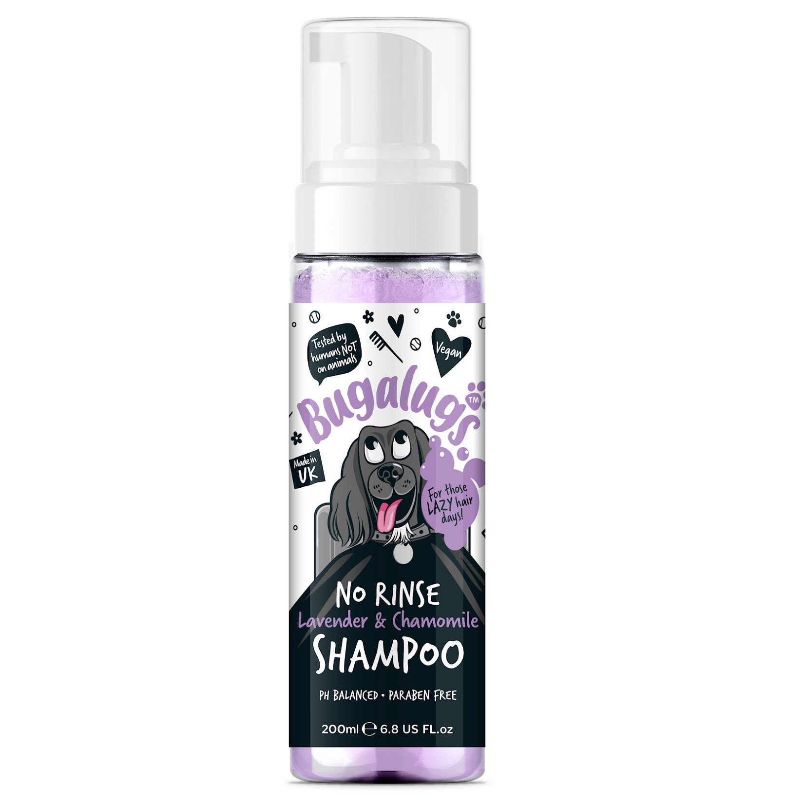 Bugalugs No Rinse Lavender & Chamomile Dog Shampoo, 200ml