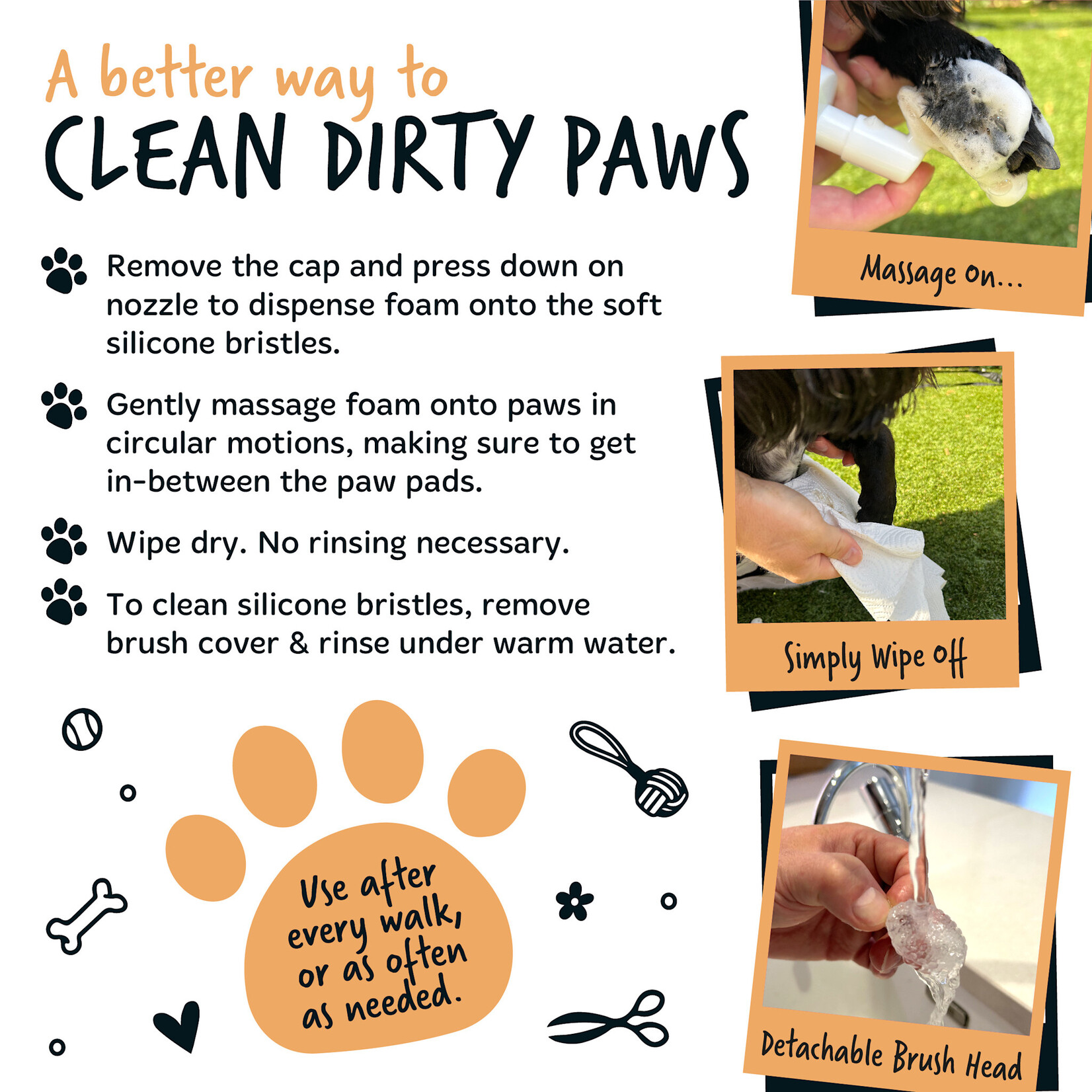Bugalugs Oatmeal No Rinse Paw Cleaner for Dogs & Cats, 200ml