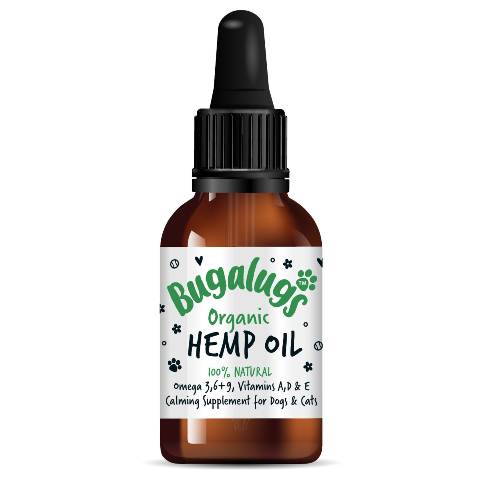 Bugalugs Organic Hemp Oil 100% Natural Calming Supplement for Dogs & Cats, 50ml