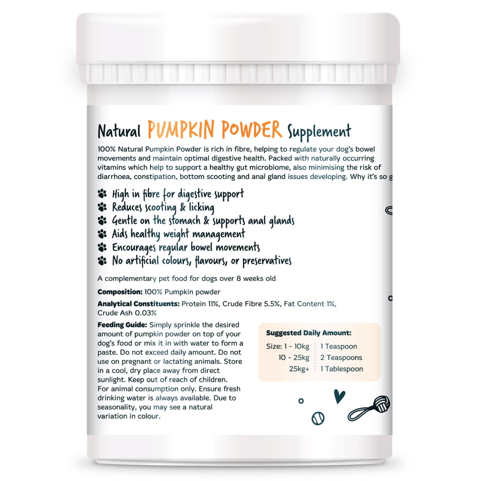 Bugalugs Pumpkin Powder Supplement for Dogs, 200g