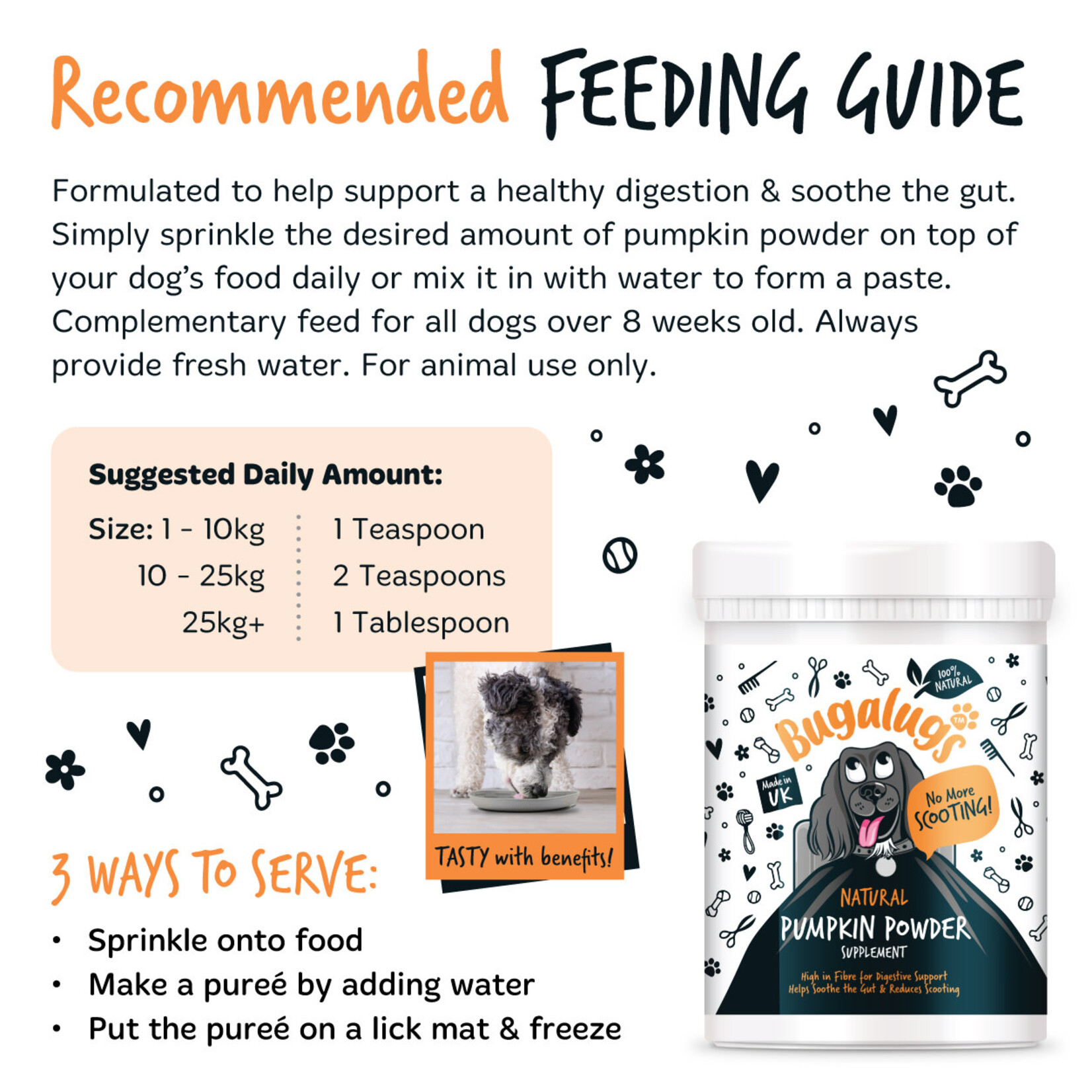 Bugalugs Pumpkin Powder Supplement for Dogs, 200g