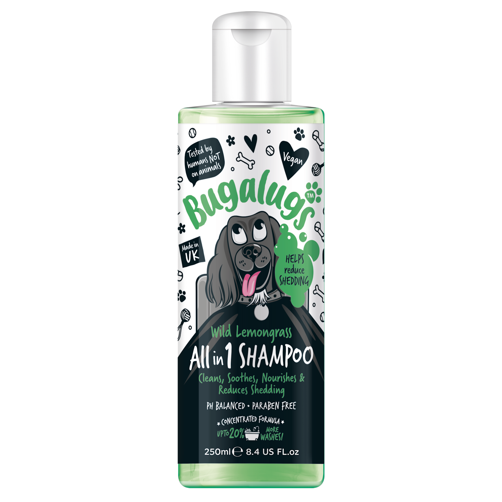 Bugalugs Wild Lemongrass All in 1 Dog Shampoo with Shed Control, 250ml