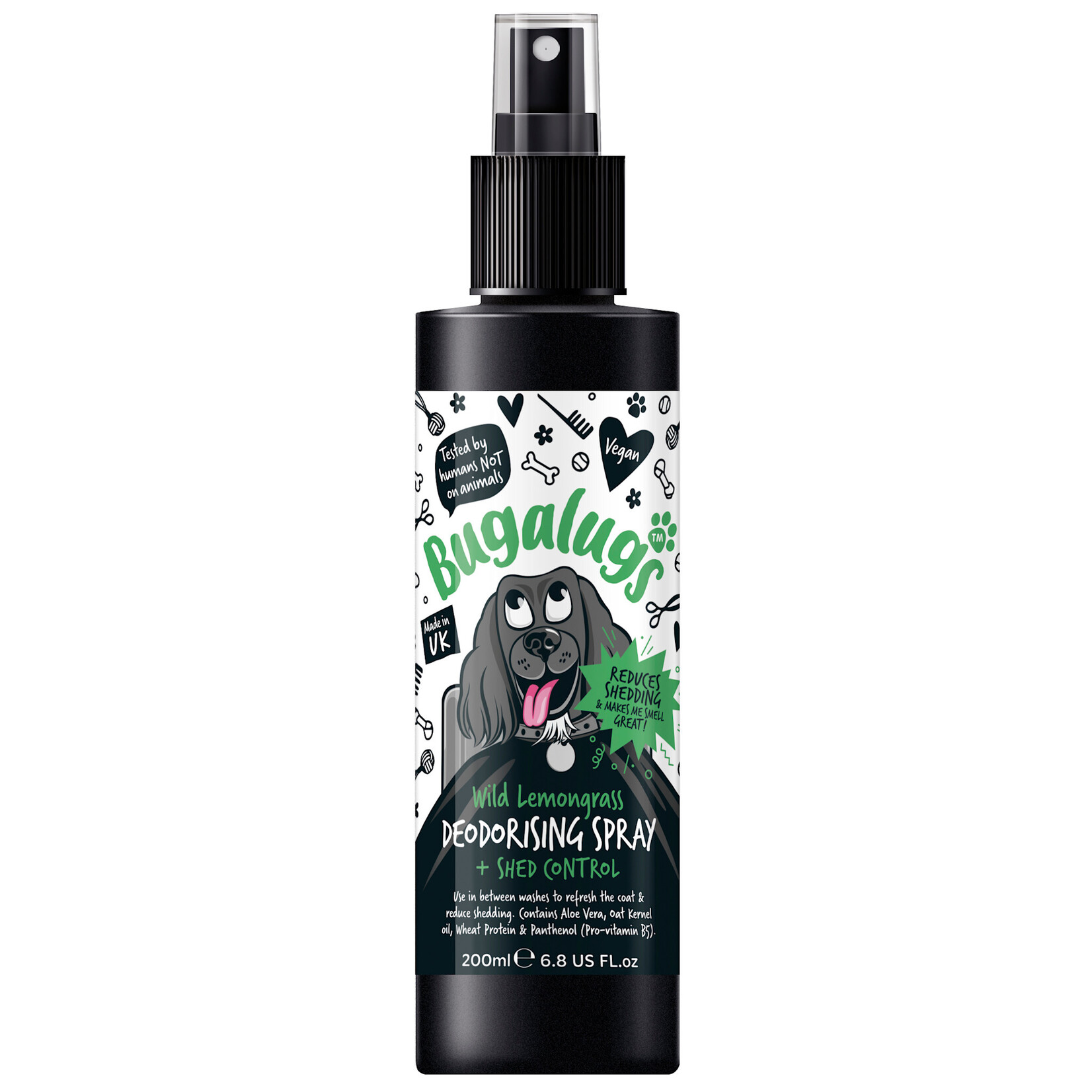 Bugalugs Wild Lemongrass Dog Deodorising Spray with Shed Control, 200ml