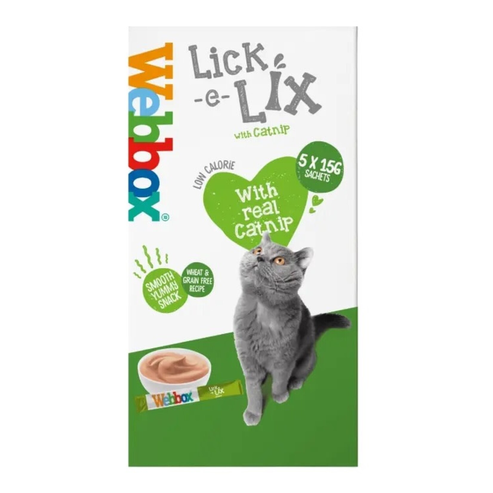 Webbox Lick-e-Lix Cat Treats - Chicken & Catnip, 5 x 15g