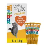Webbox Lick-e-Lix, Yoghurt Cat Treats - Chicken, 5 x 15g