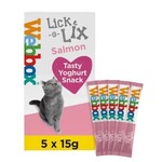 Webbox Lick e Lix, Yoghurt Cat Treats - Salmon, 5 x 15g