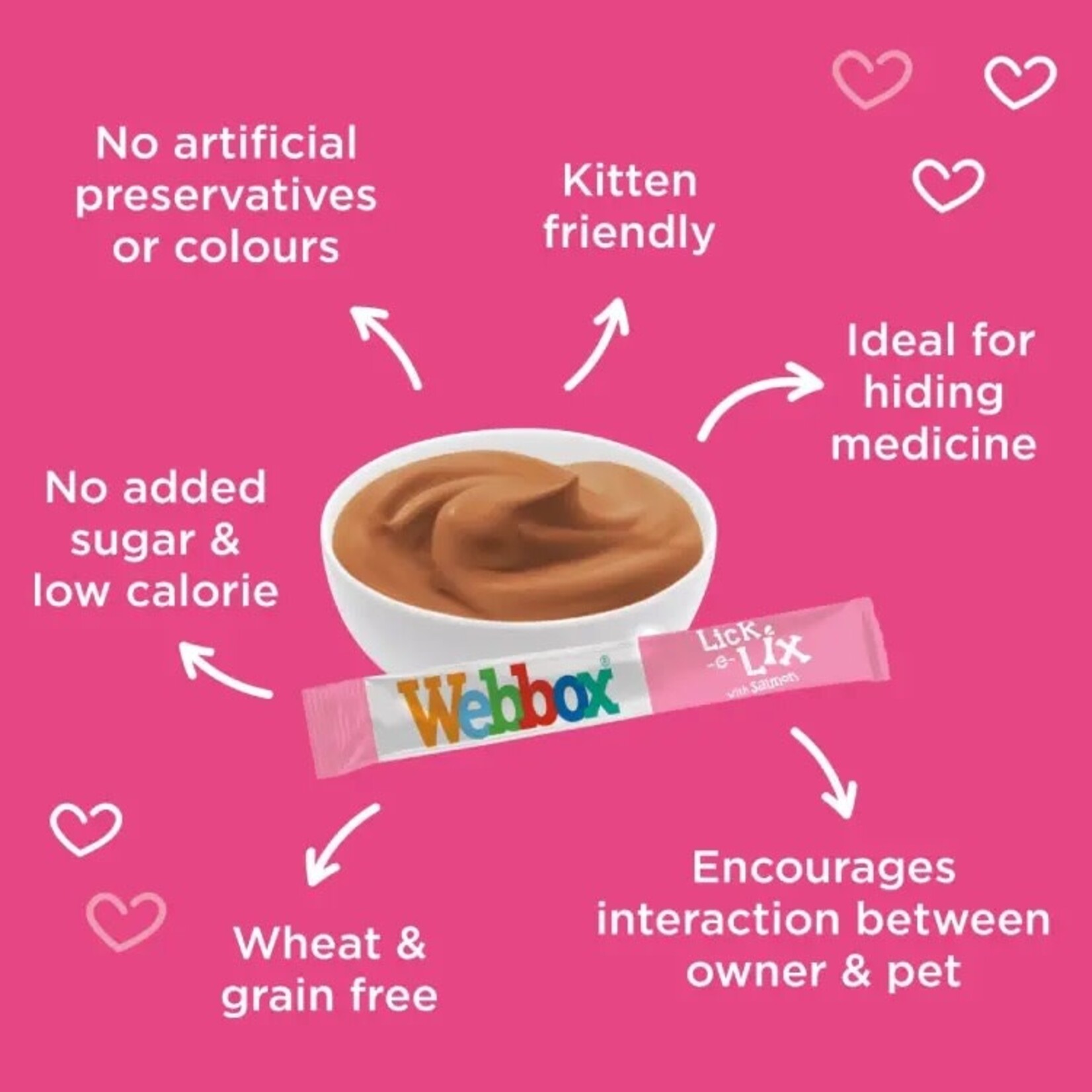 Webbox Lick e Lix, Yoghurt Cat Treats - Salmon, 5 x 15g