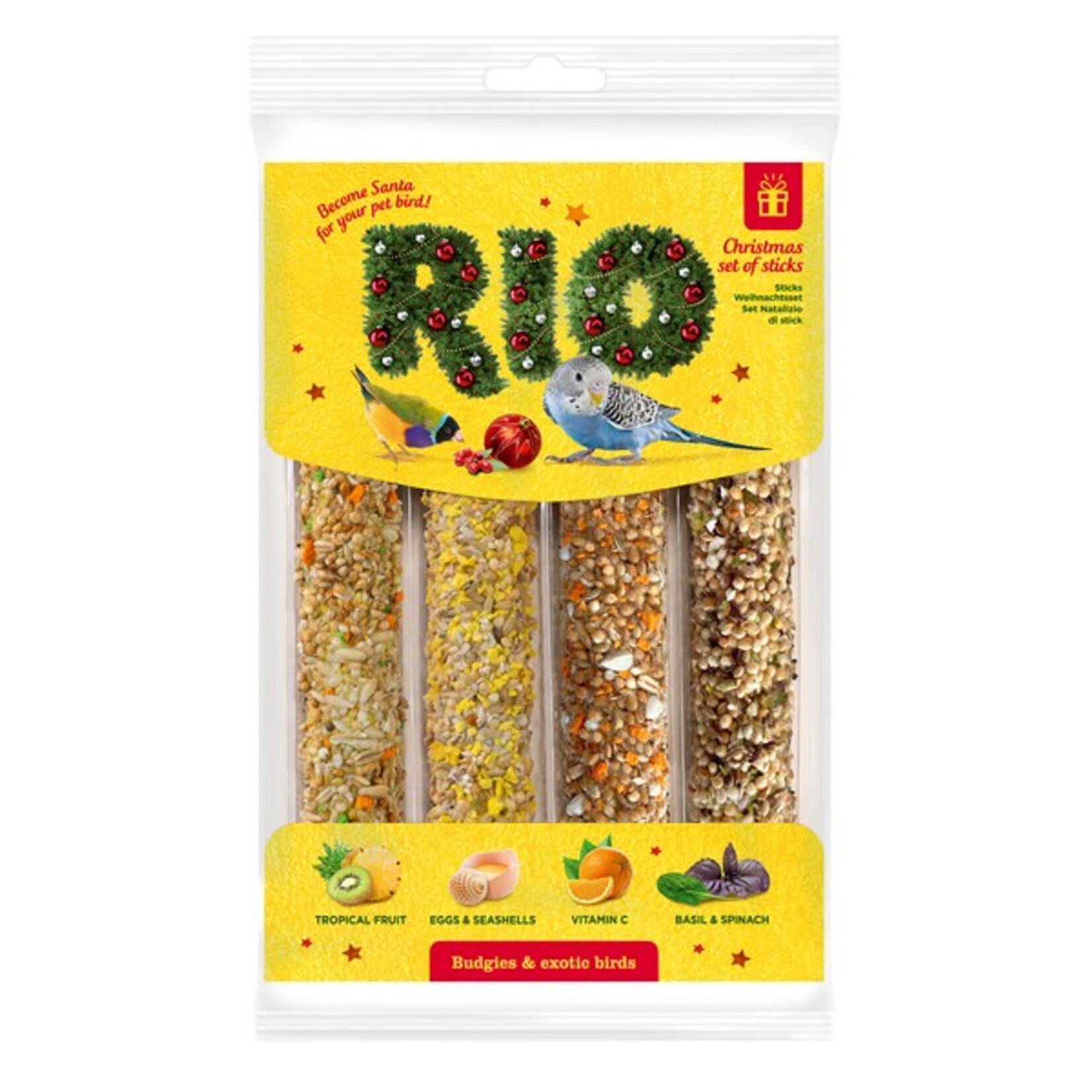Little One RIO Christmas Treat Sticks for Budgies and Exotic Birds, 4x45g
