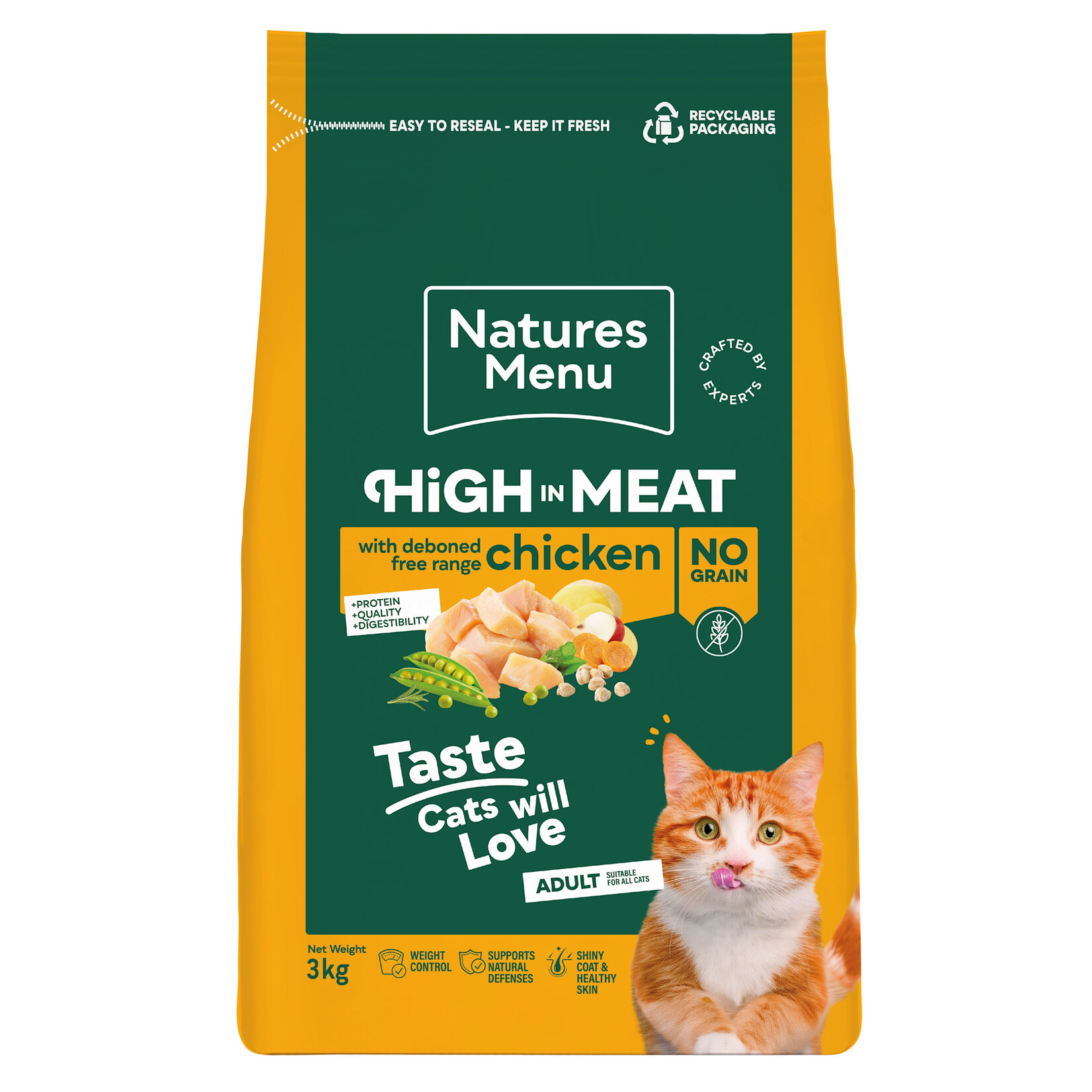 Natures Menu High in Meat Grain Free Adult Dry Cat Food, Chicken