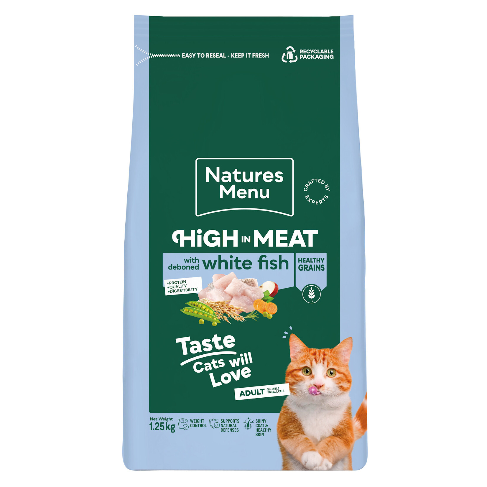 Natures Menu High in Meat Grain Free Adult Dry Cat Food, White Fish