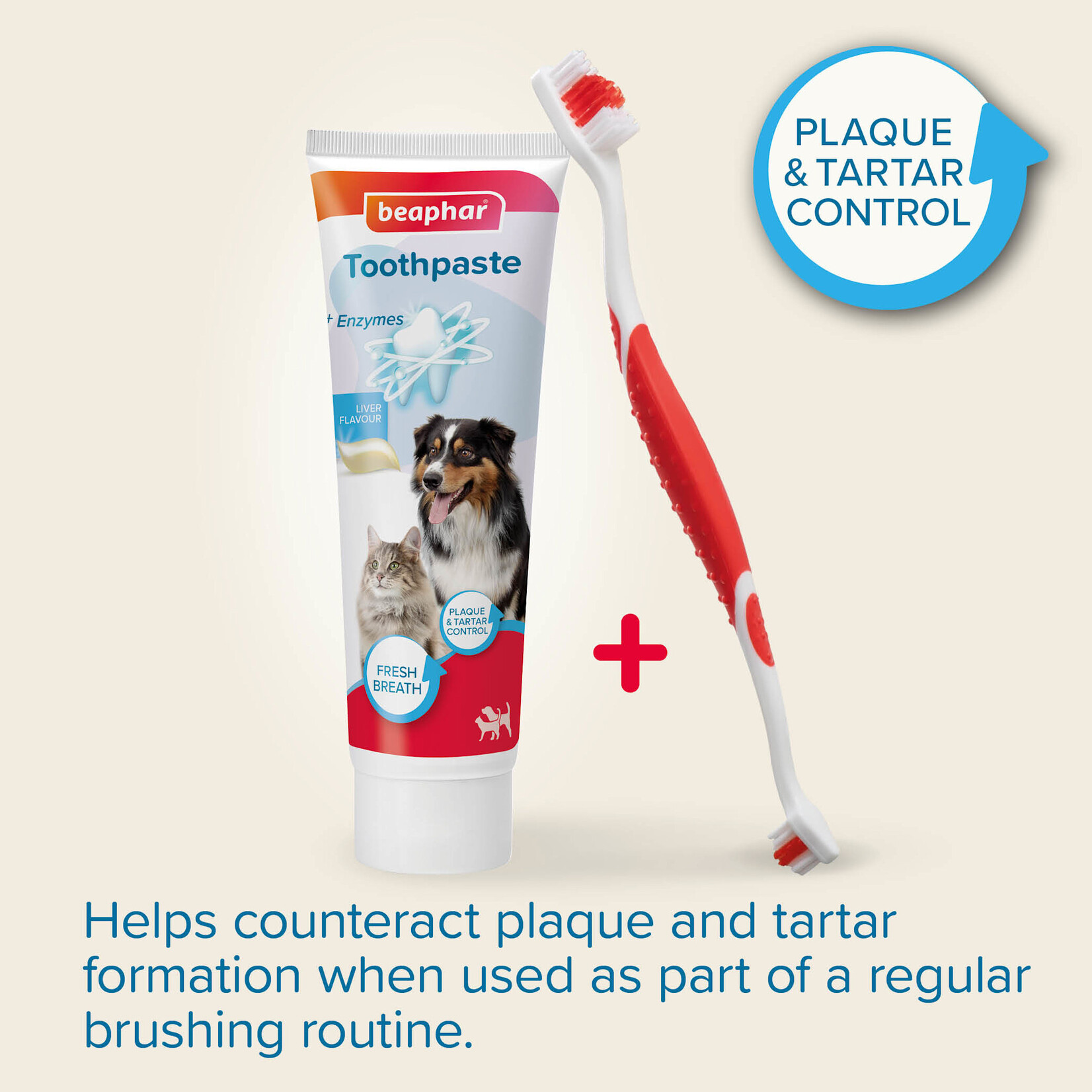 Beaphar Toothbrush & Toothpaste Dental Care Kit for Cats and Dogs
