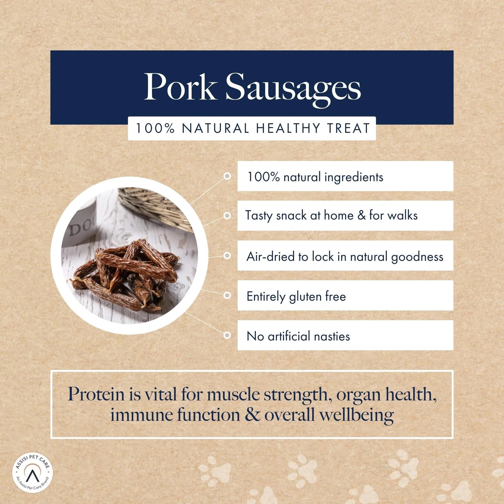 Hollings Gourmet Pork Sausages Natural Dog Treat, 200g