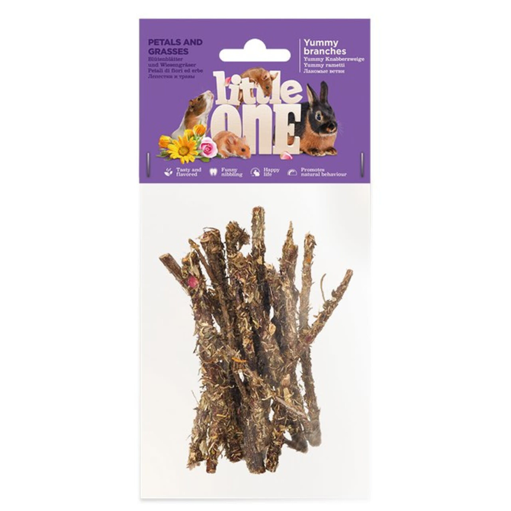 Little One Yummy Branches with Petals and Grasses Small Animal Treats, 35g