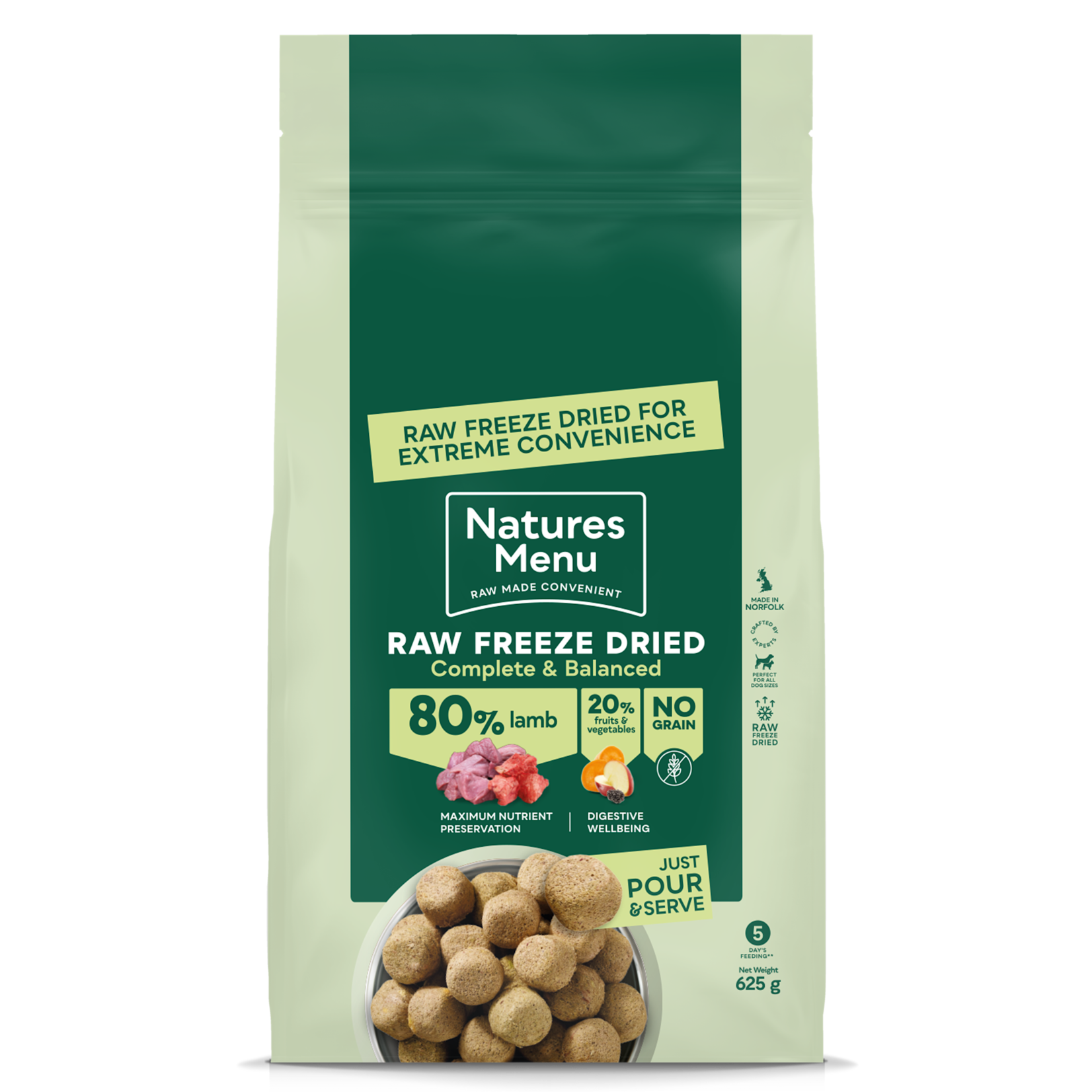 Natures Menu Freeze Dried 80/20 Complete Dog Food, 625g