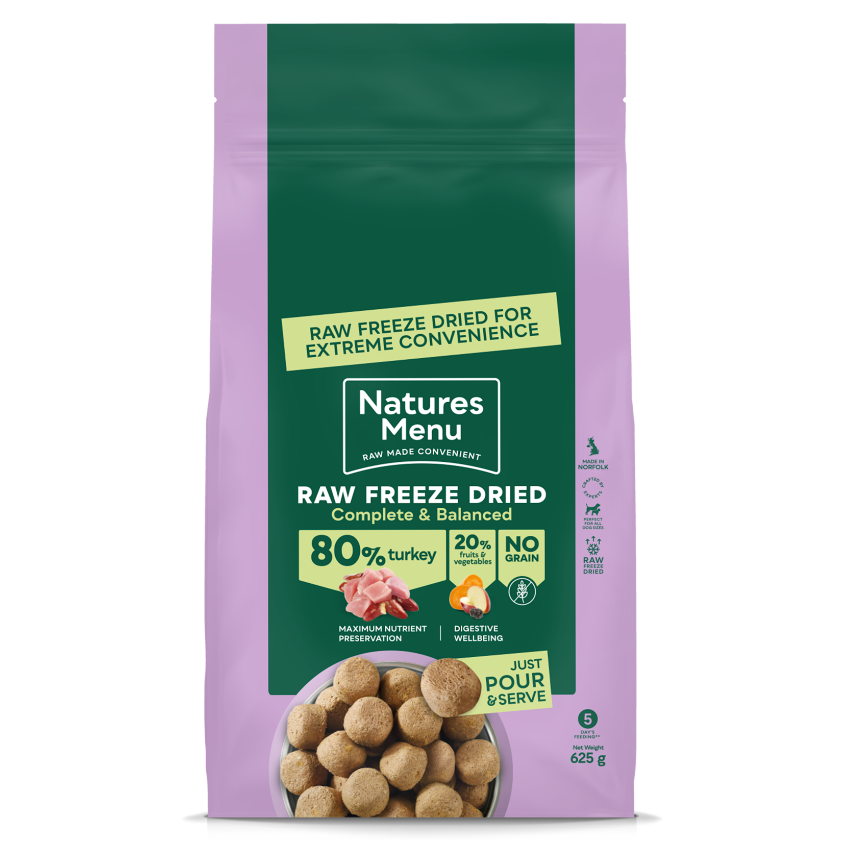 Natures Menu Freeze Dried 80/20 Complete Dog Food, 625g