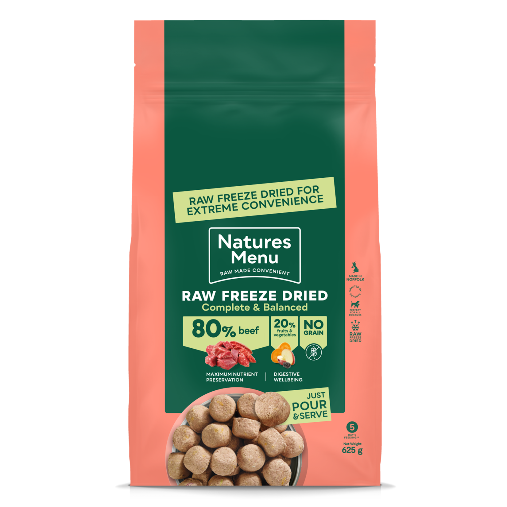 Natures Menu Freeze Dried 80/20 Complete Dog Food, 625g