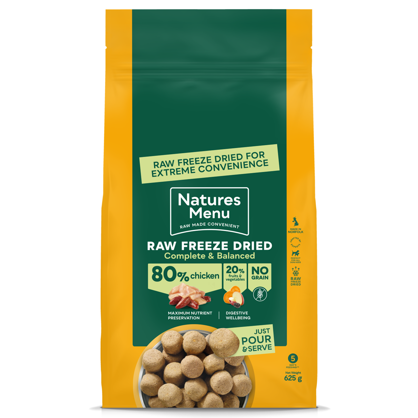 Natures Menu Freeze Dried 80/20 Complete Dog Food, 625g