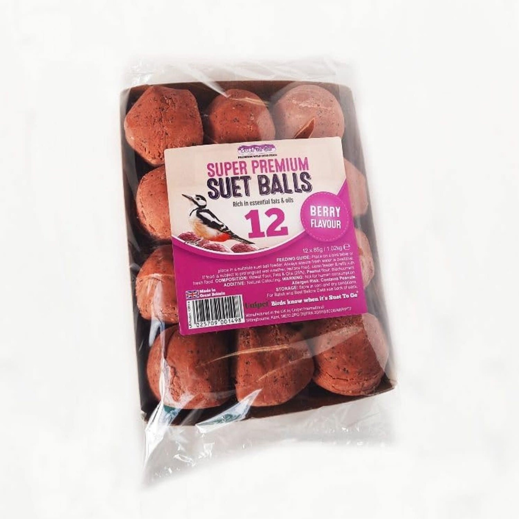Berry Suet Wild Bird Food Balls, 12 pack